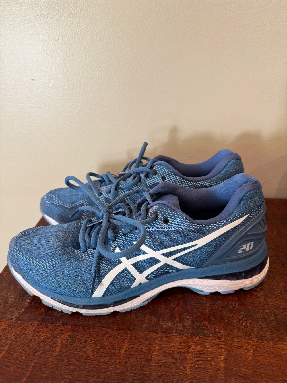 ASICS Women's Blue Lace-Up Running Sneakers with White Logo